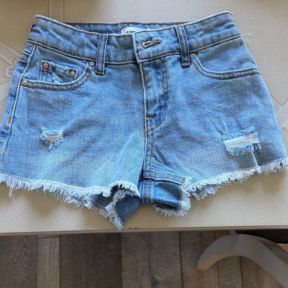RSQ Kids Denim Frayed Hem Short Shorts - Light Blue